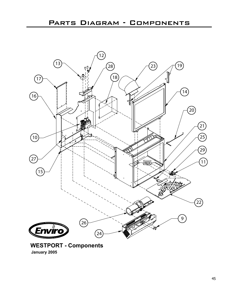 Parts diagram - components, Westport - components | Enviro Westport C-10381 User Manual | Page 45 / 48