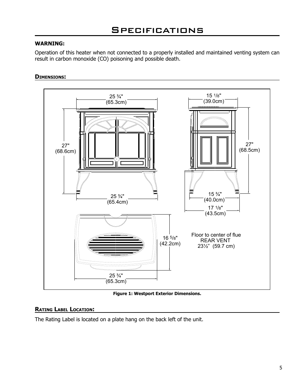Specifications | Enviro Westport C-10381 User Manual | Page 5 / 48