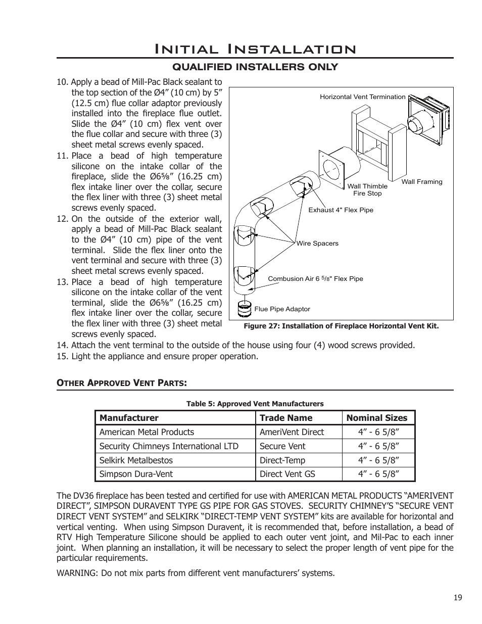 Initial installation | Enviro DV36 User Manual | Page 19 / 40