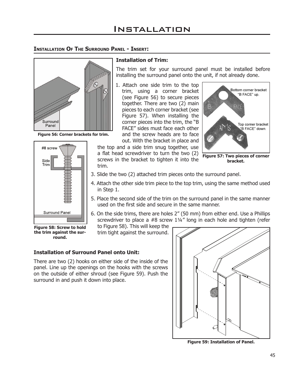 Installation of the surround panel - insert, Installation | Enviro Kodiak 1200 Insert User Manual | Page 45 / 55