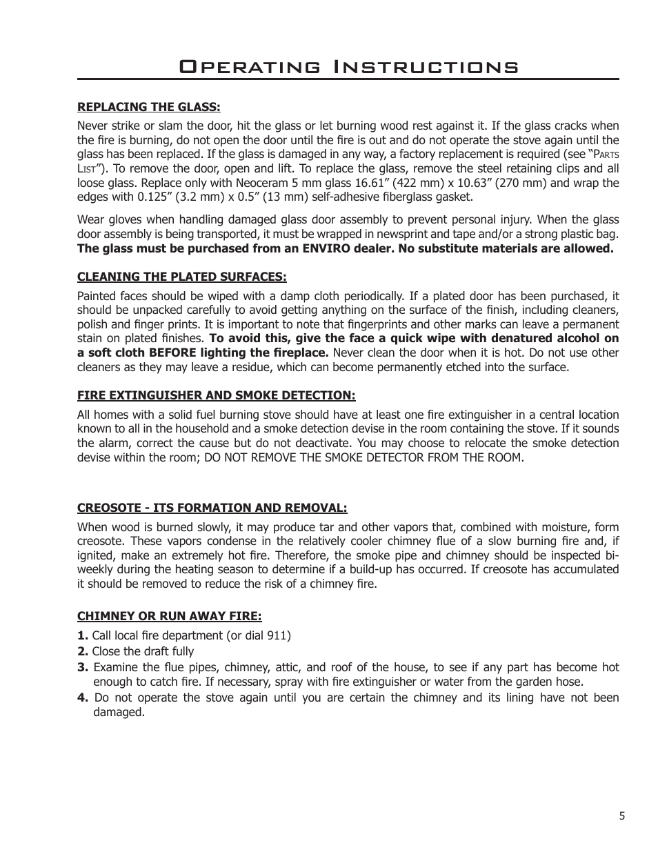 Operating instructions | Enviro Kodiak 1200 Insert User Manual | Page 5 / 55