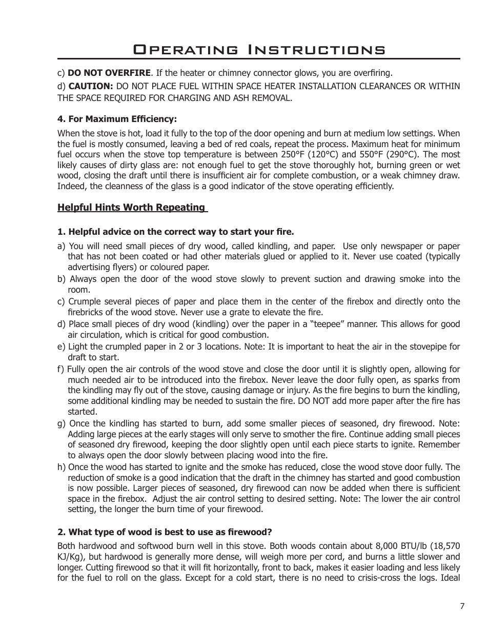 Operating instructions | Enviro Kodiak 1200 Insert User Manual | Page 7 / 55