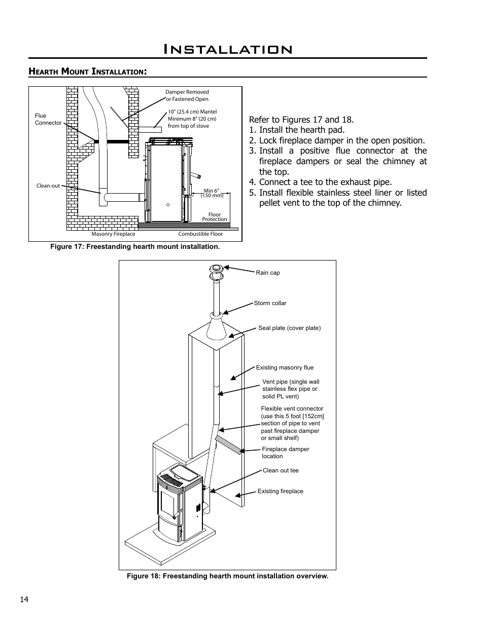 Hearth mount installation, Installation | Enviro C-10985 User Manual | Page 14 / 31