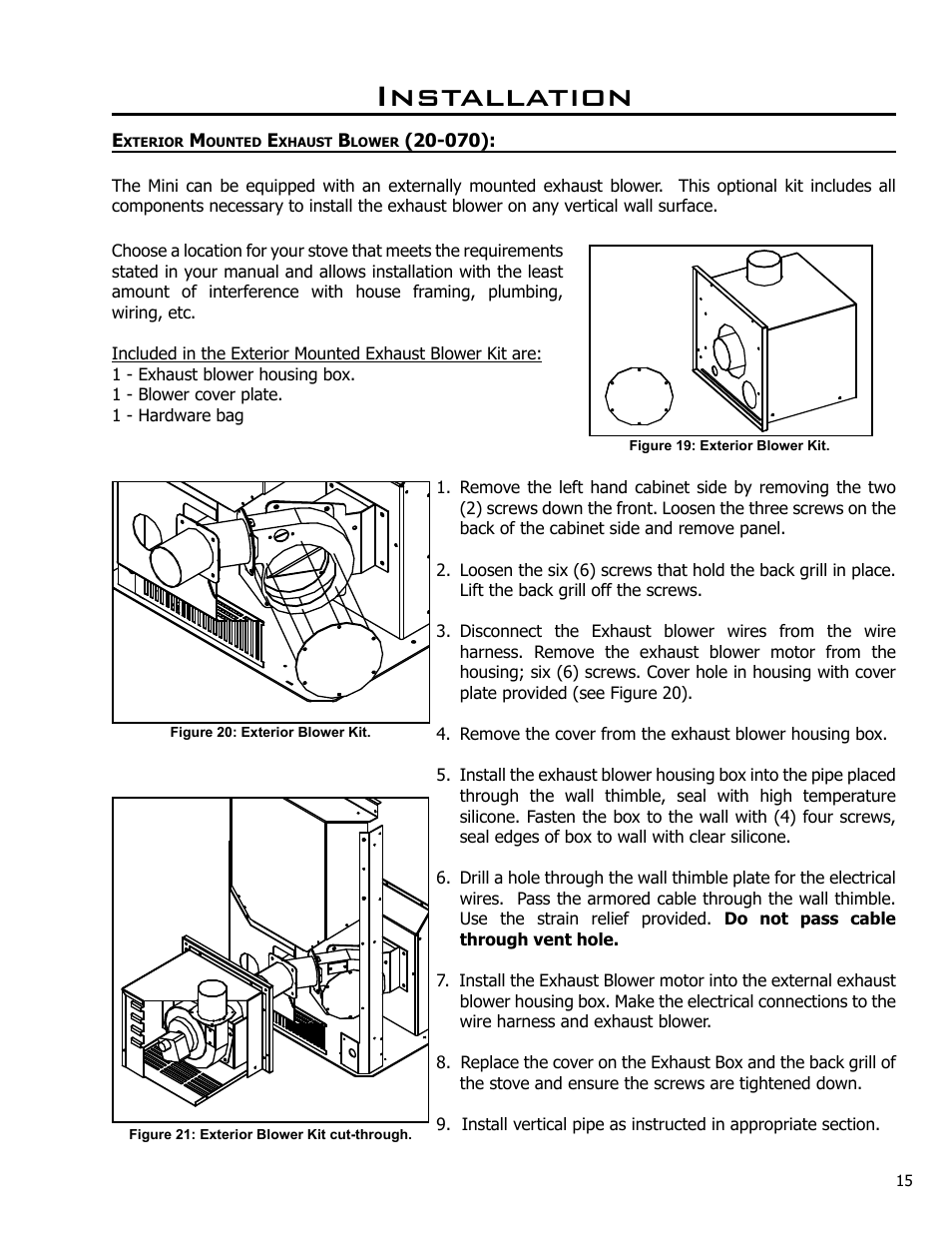 Exterior mounted exhaust blower (20-070), Installation | Enviro C-10985 User Manual | Page 15 / 31