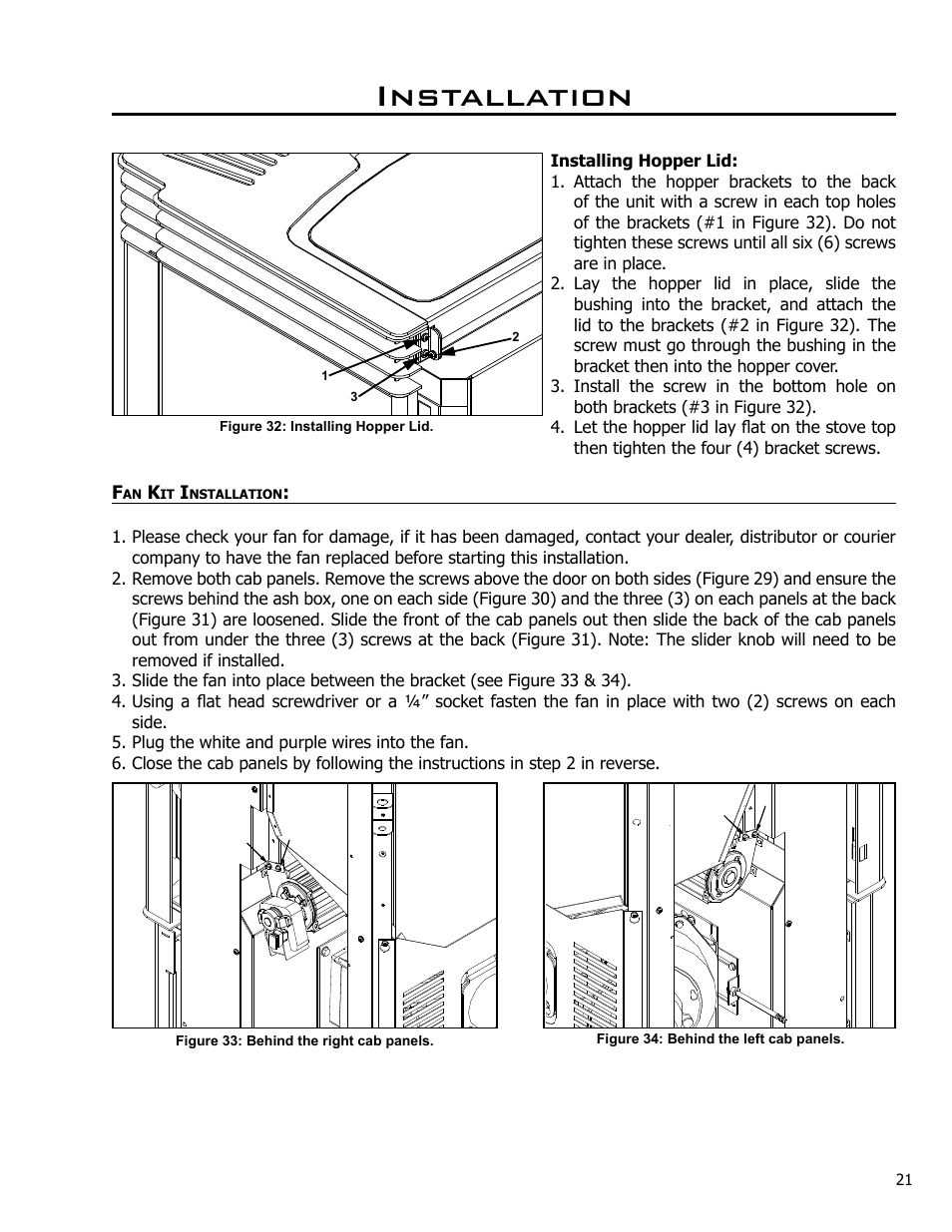 Fan kit installation, Installation | Enviro C-10985 User Manual | Page 21 / 31