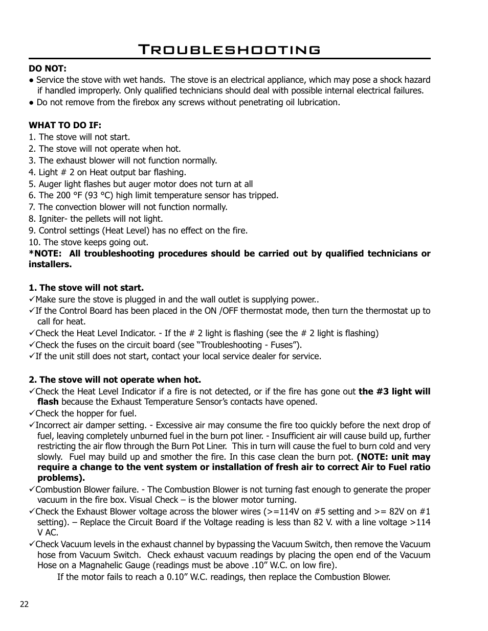 Troubleshooting | Enviro C-10985 User Manual | Page 22 / 31