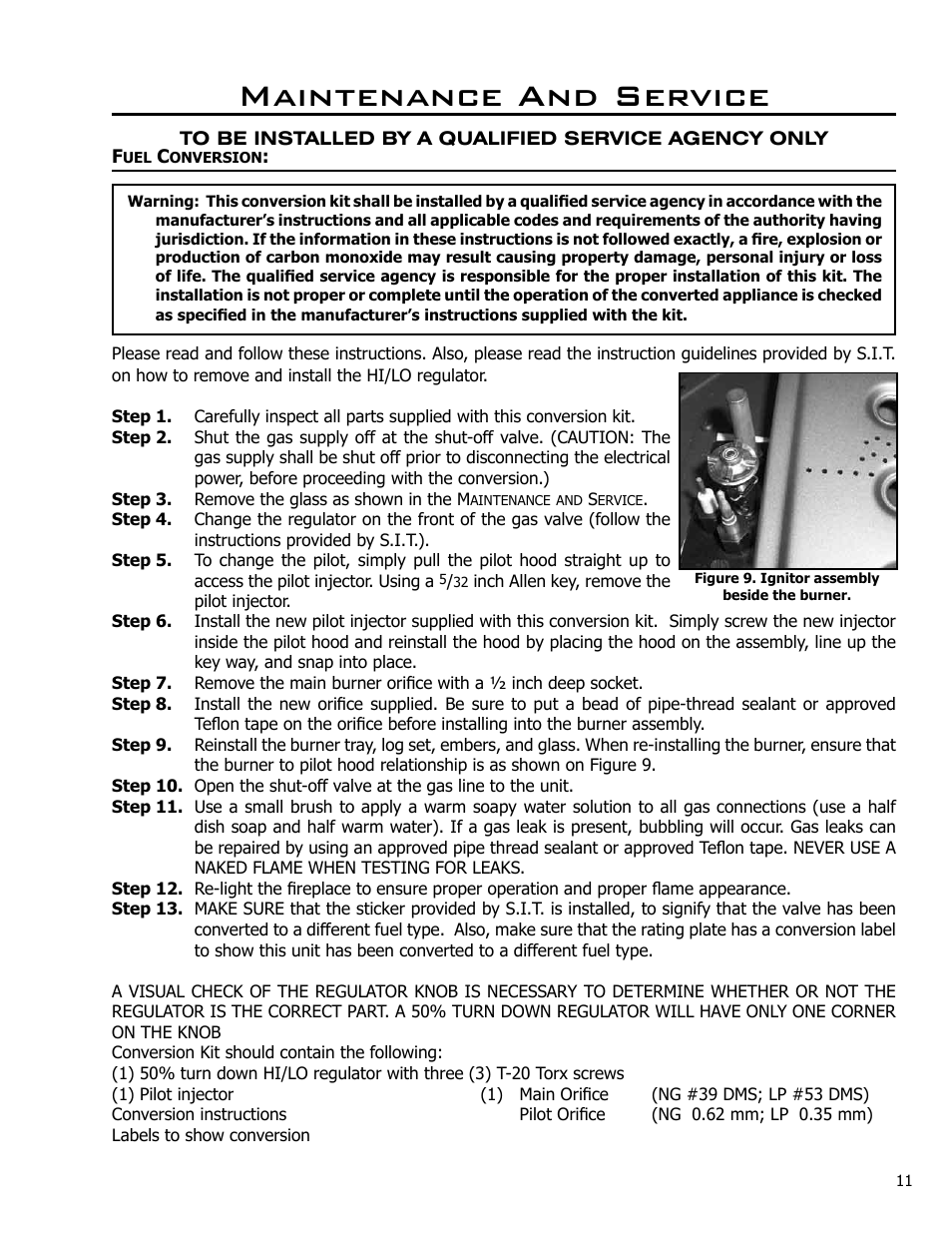 Fuel conversion, Maintenance and service | Enviro C-10791 User Manual | Page 11 / 35