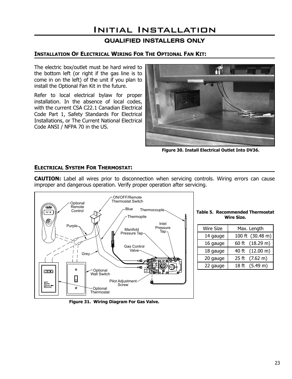 Electrical system for thermostat, Initial installation, Qualified installers only i | Enviro C-10791 User Manual | Page 23 / 35