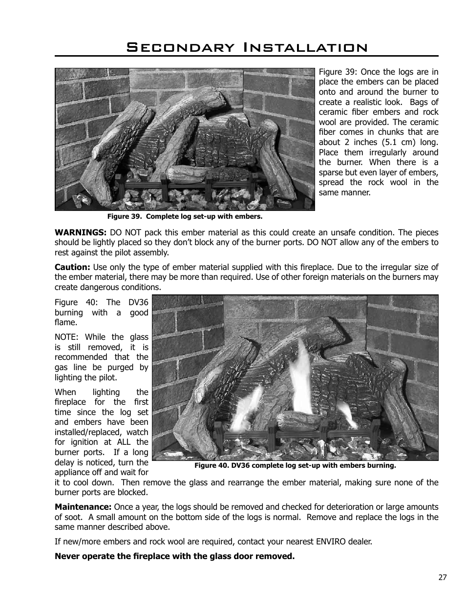 Secondary installation | Enviro C-10791 User Manual | Page 27 / 35