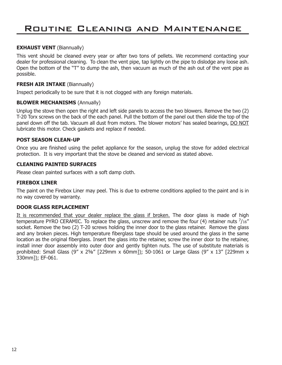 Routine cleaning and maintenance | Enviro MAX 50-1531 User Manual | Page 12 / 16