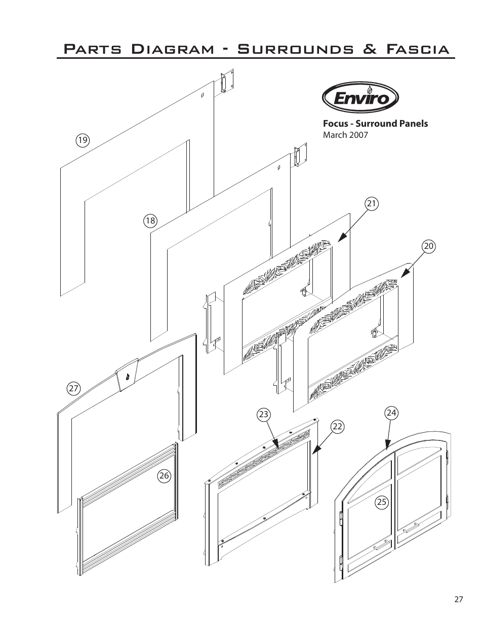 Parts diagram - surrounds & fascia | Enviro C-11288 User Manual | Page 27 / 34