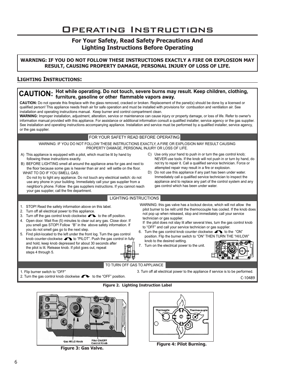 Operating instructions, Lighting instructions, Caution | Enviro C-11288 User Manual | Page 6 / 34