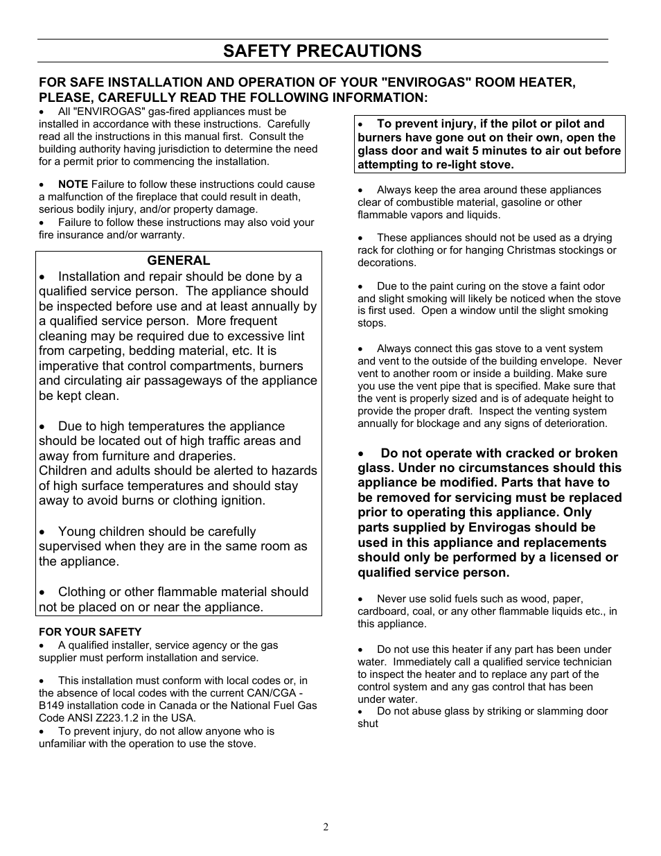 Safety precautions | Enviro 828 DV.INS. User Manual | Page 2 / 25