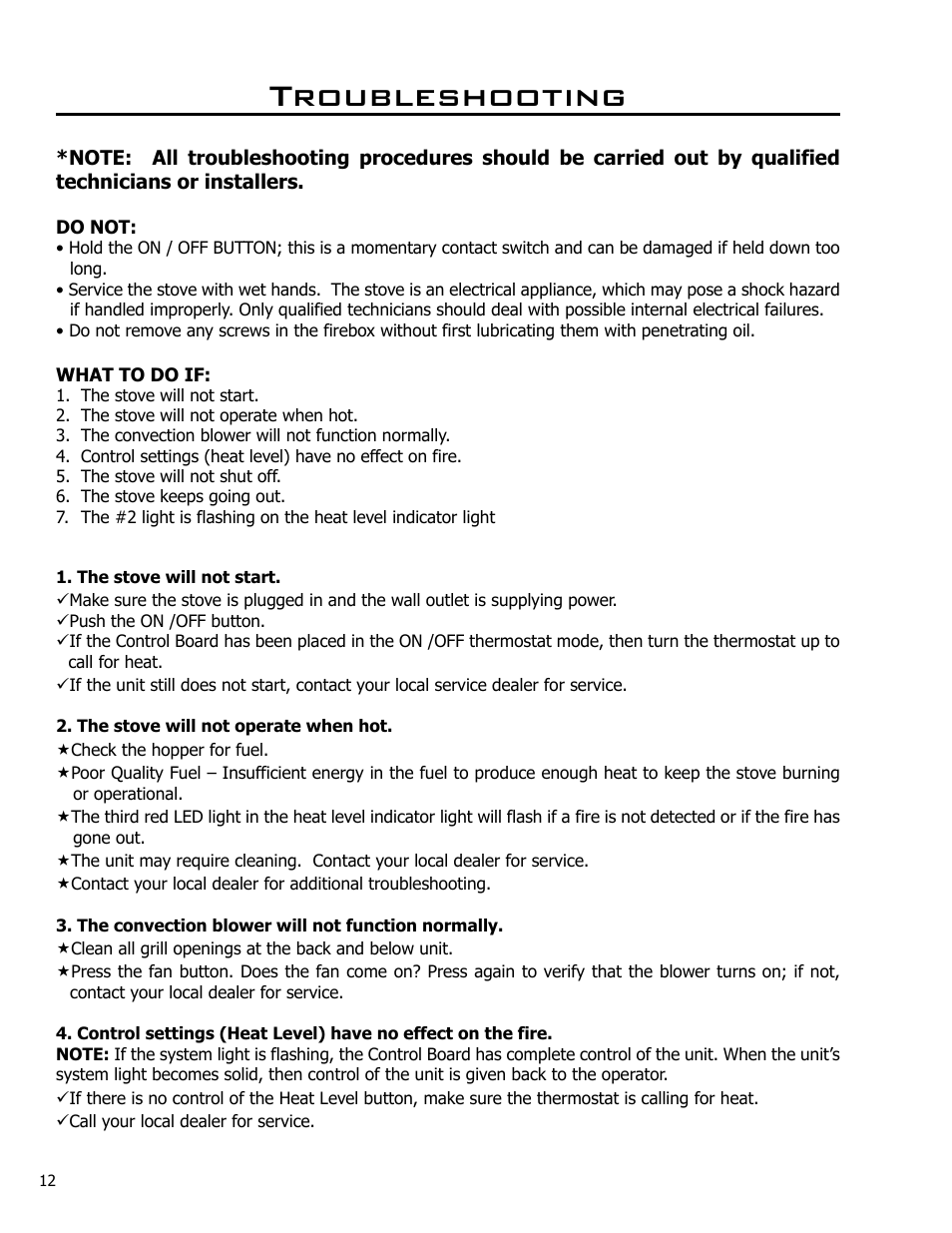 Troubleshooting | Enviro EF THERMO 28 CE2005 User Manual | Page 12 / 15