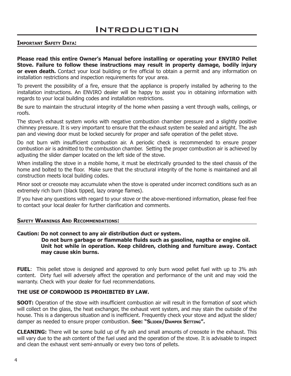 Introduction | Enviro EF3 User Manual | Page 4 / 38