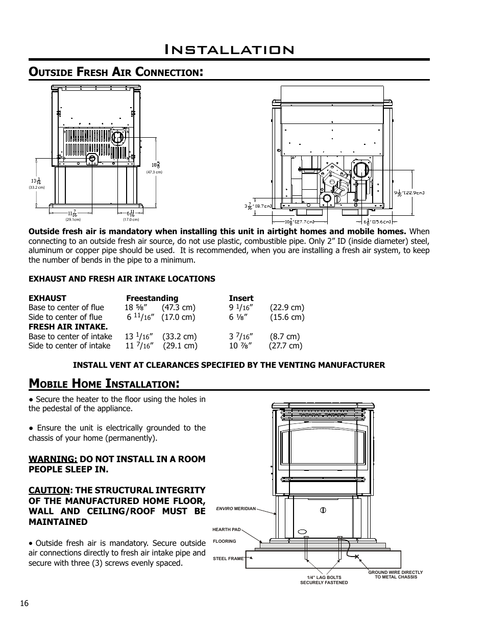 Installation | Enviro Meridian C-10135 User Manual | Page 16 / 38