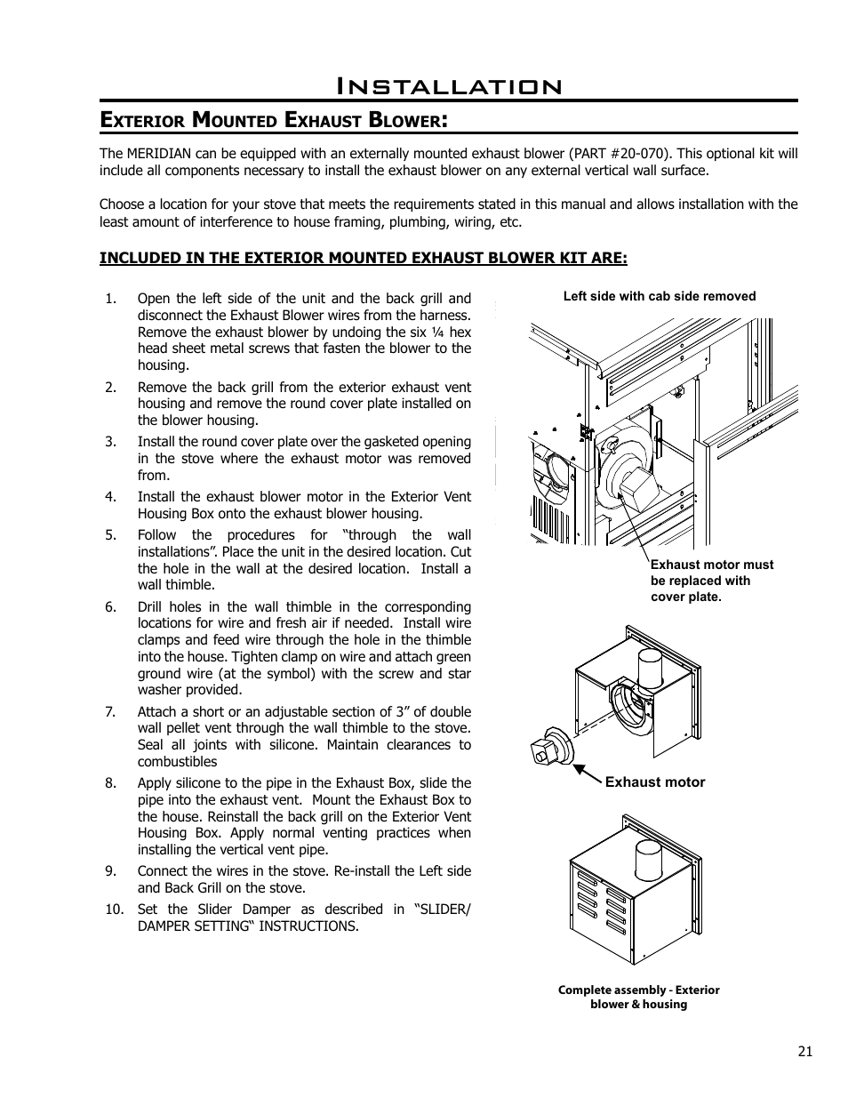 Installation | Enviro Meridian C-10135 User Manual | Page 21 / 38