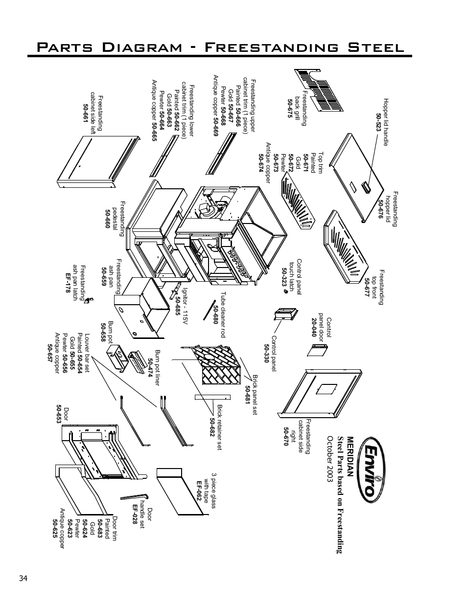 Parts diagram - freestanding steel | Enviro Meridian C-10135 User Manual | Page 34 / 38