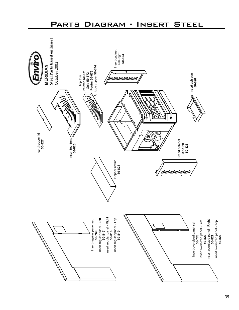 Parts diagram - insert steel, Mer id ia n st ee lp ar ts ba se d on in se rt | Enviro Meridian C-10135 User Manual | Page 35 / 38