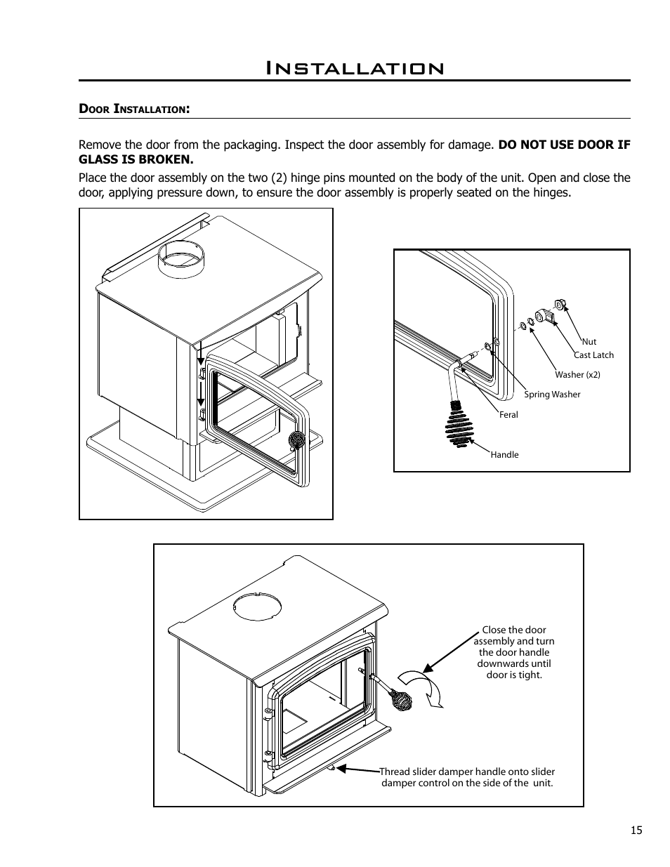 Door installation, Installation | Enviro 2100 User Manual | Page 15 / 20