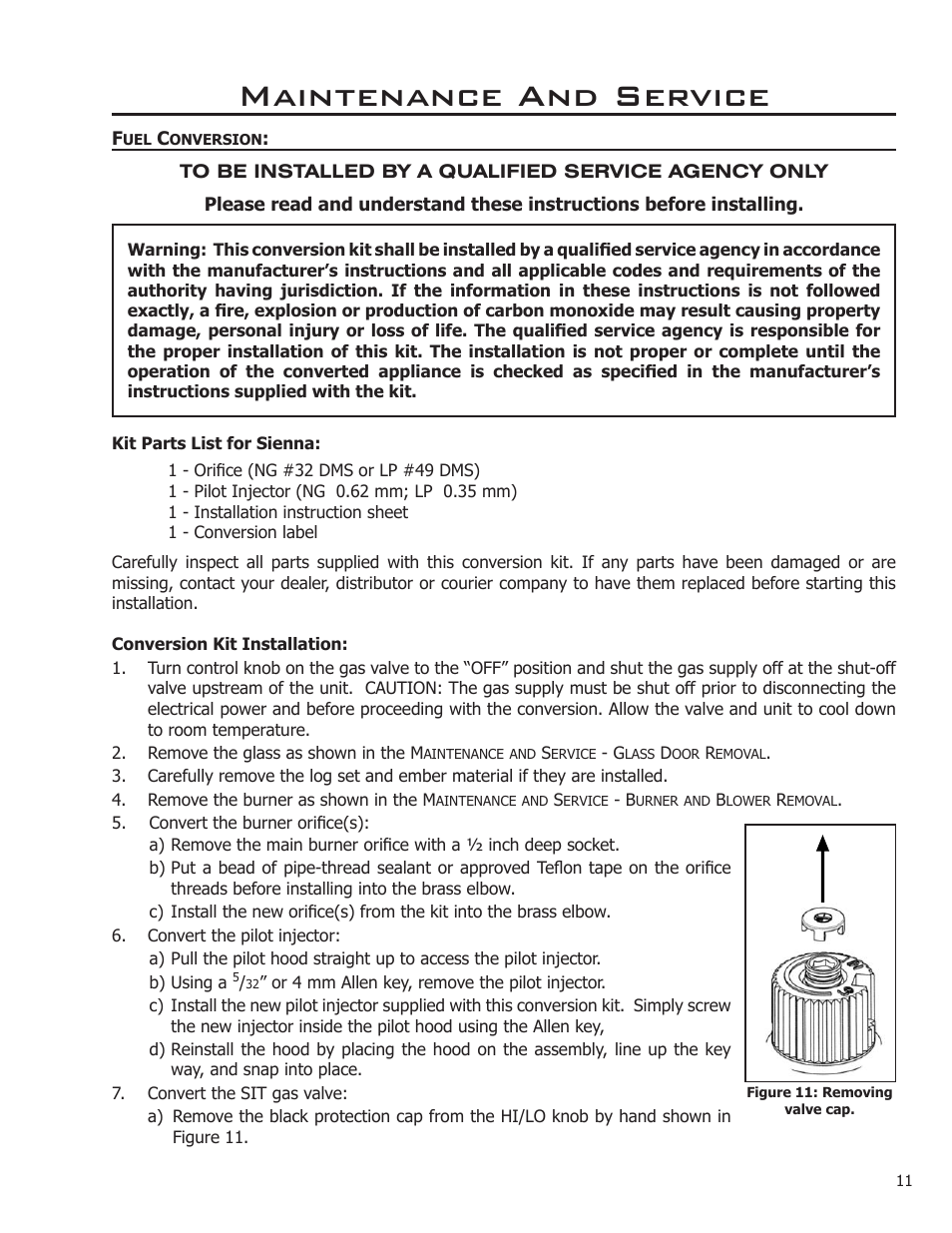 Fuel conversion, Maintenance and service | Enviro C-11212 User Manual | Page 11 / 35