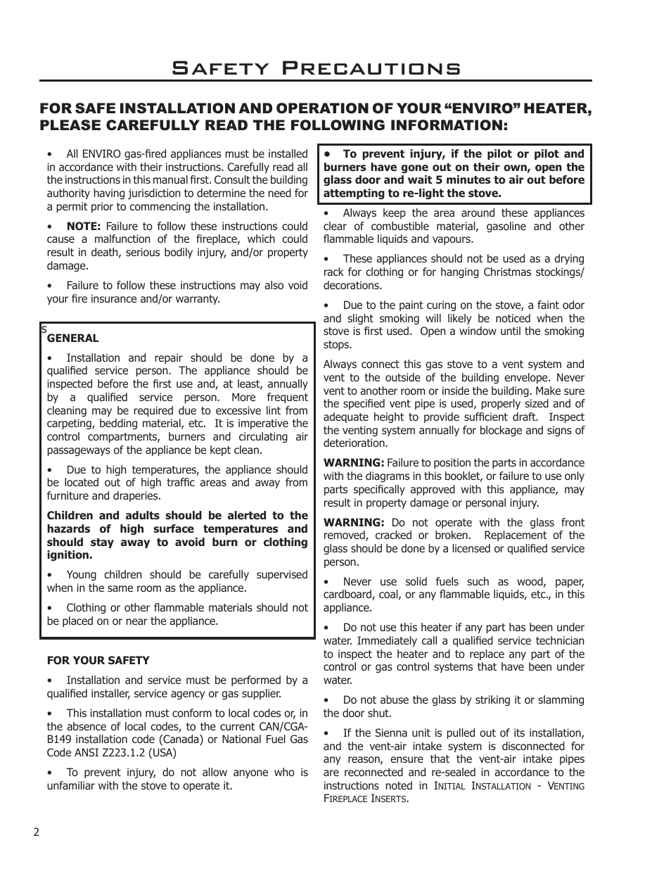 Safety precautions | Enviro C-11212 User Manual | Page 2 / 35