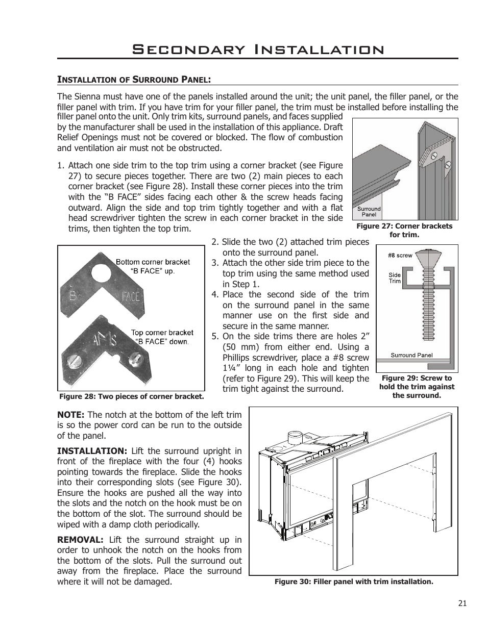 Secondary installation, Installation of surround panel | Enviro C-11212 User Manual | Page 21 / 35