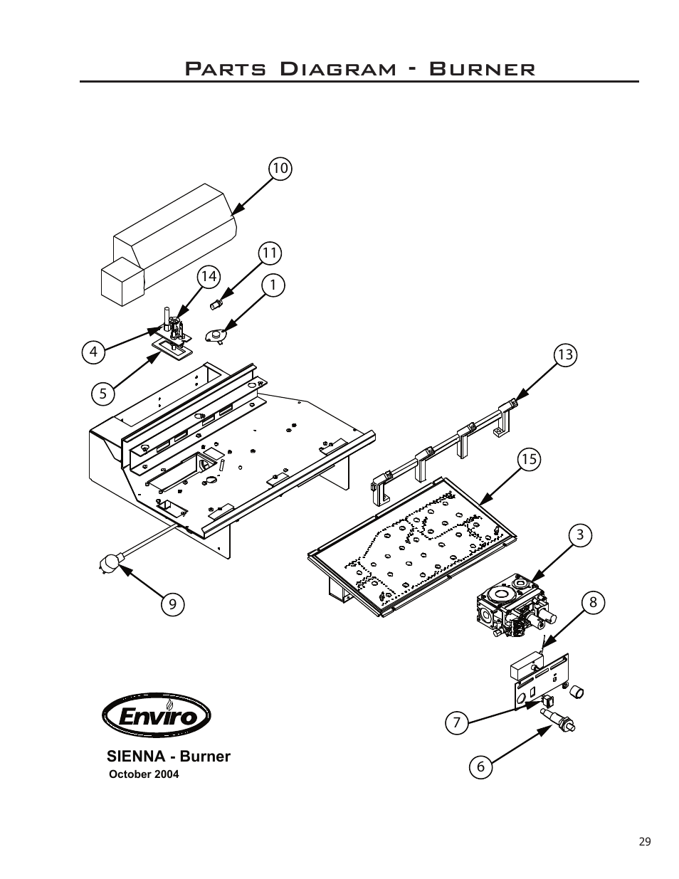 Parts diagram - burner | Enviro C-11212 User Manual | Page 29 / 35