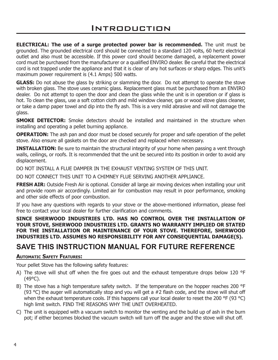 Introduction, Save this instruction manual for future reference | Enviro 50-1386 User Manual | Page 4 / 23