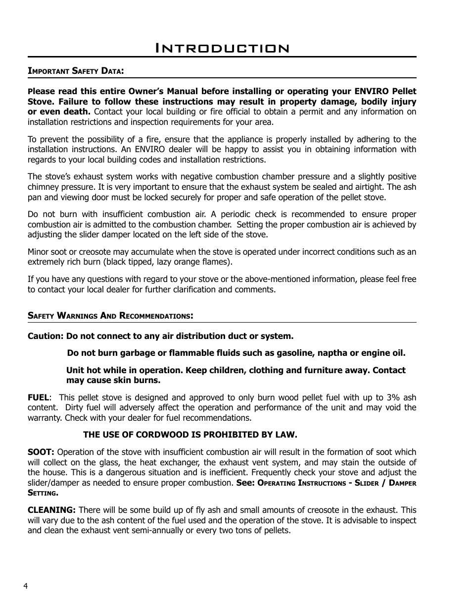 Important safety data, Safety warnings and recommendations, Location | Introduction | Enviro MERIDIAN 50-830 User Manual | Page 4 / 14