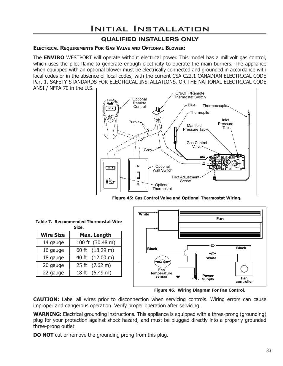 Initial installation, Qualified installers only e | Enviro C-10914 User Manual | Page 33 / 46