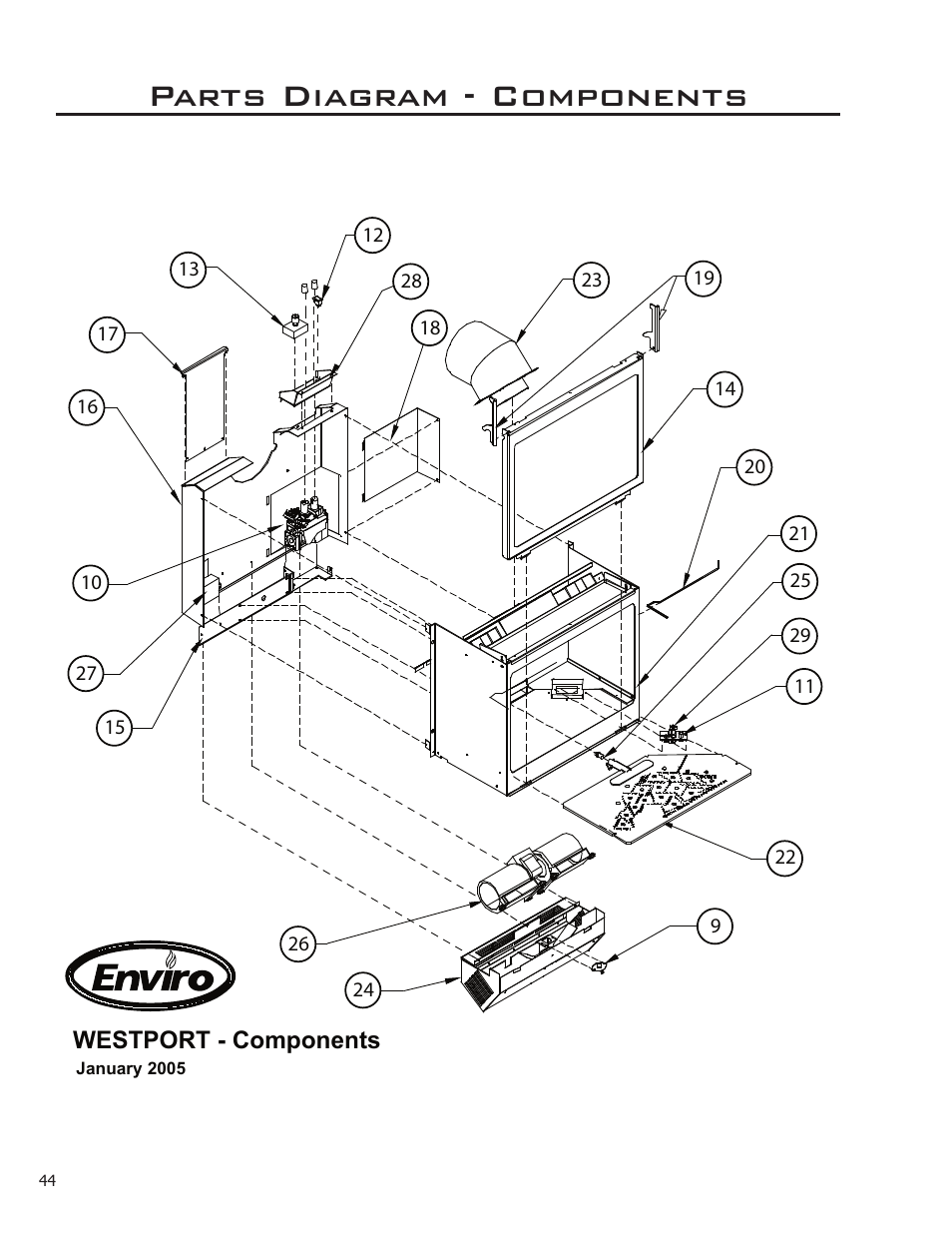 Parts diagram - components, Westport - components | Enviro C-10914 User Manual | Page 44 / 46