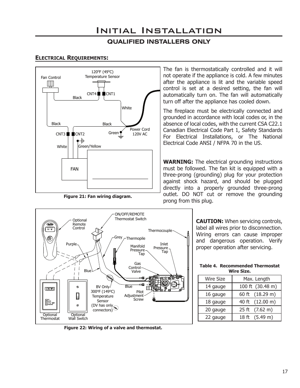 Initial installation, Qualified installers only e | Enviro Sienna Indoor Gas Fireplace User Manual | Page 17 / 32