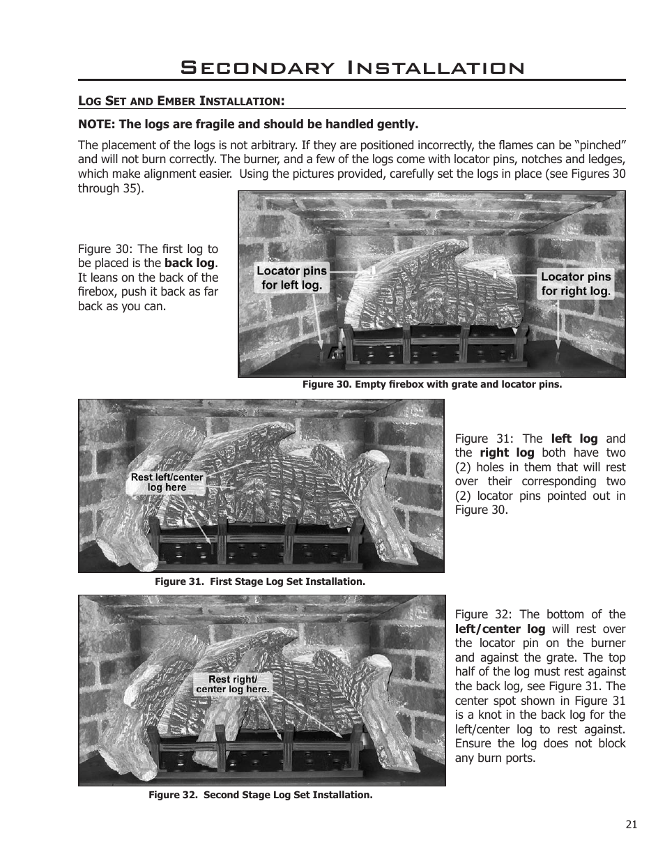 Secondary installation | Enviro Sienna Indoor Gas Fireplace User Manual | Page 21 / 32