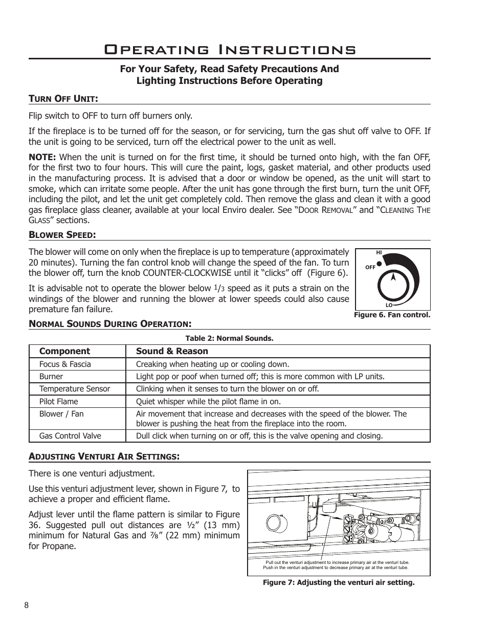 Operating instructions | Enviro Sienna Indoor Gas Fireplace User Manual | Page 8 / 32