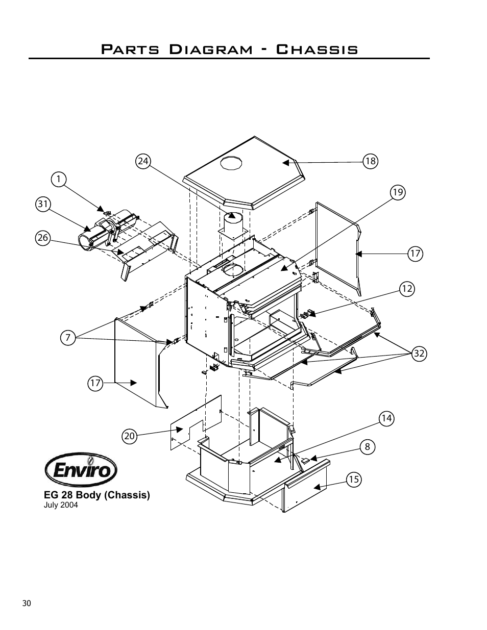 Parts diagram - chassis | Enviro EG28 DV User Manual | Page 30 / 33