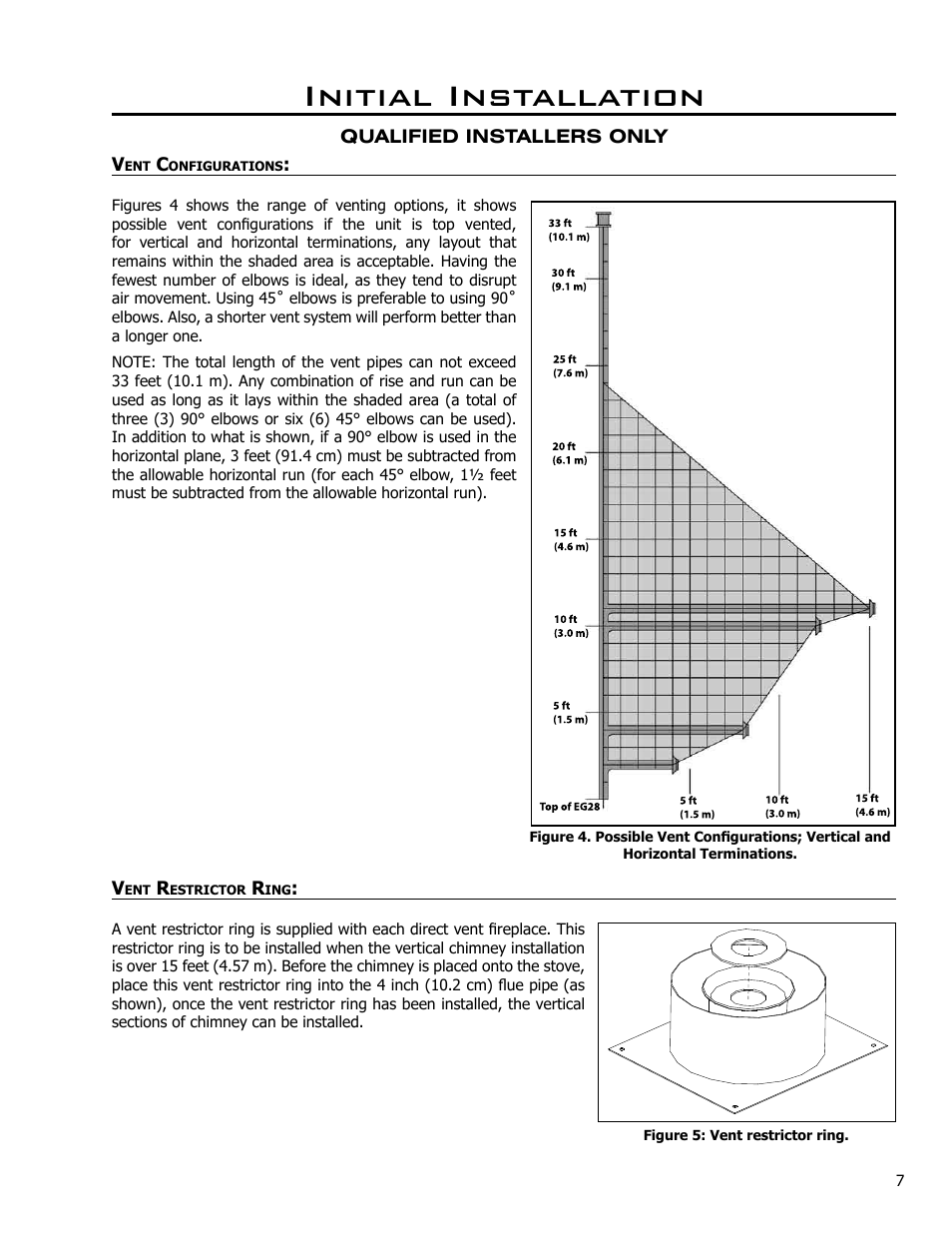 Vent configurations, Vent restrictor ring, Vent configurations vent restrictor ring | Initial installation | Enviro EG28 DV User Manual | Page 7 / 33