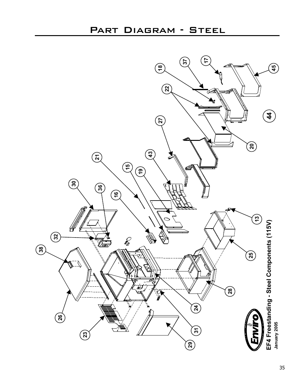 Part diagram - steel | Enviro EF4 User Manual | Page 35 / 37