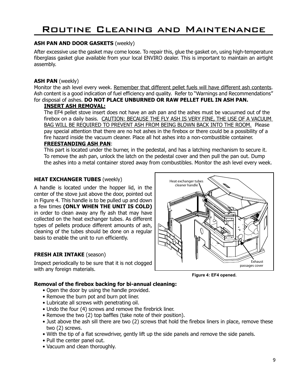 Routine cleaning and maintenance | Enviro EF4 User Manual | Page 9 / 37