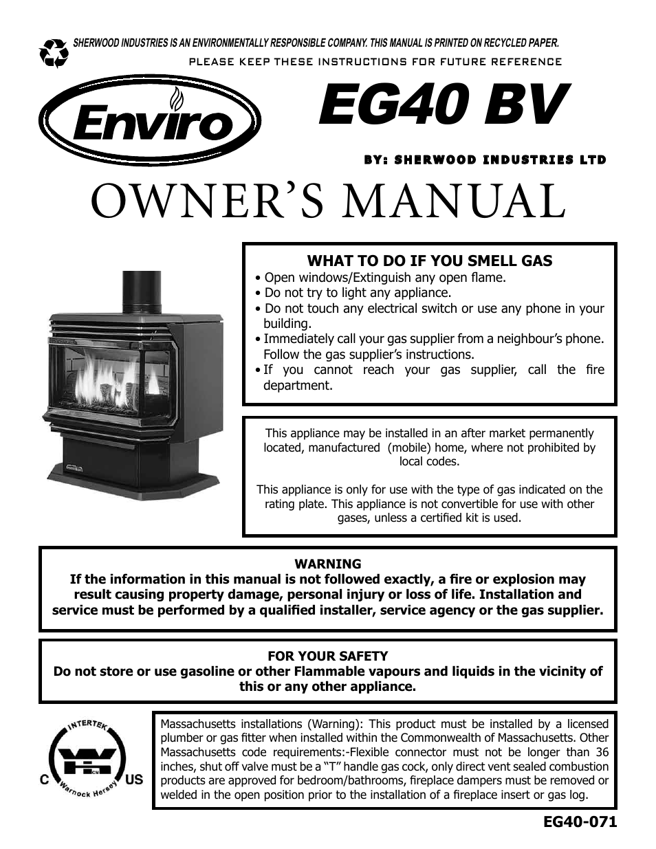 Enviro EG40-071 User Manual | 23 pages
