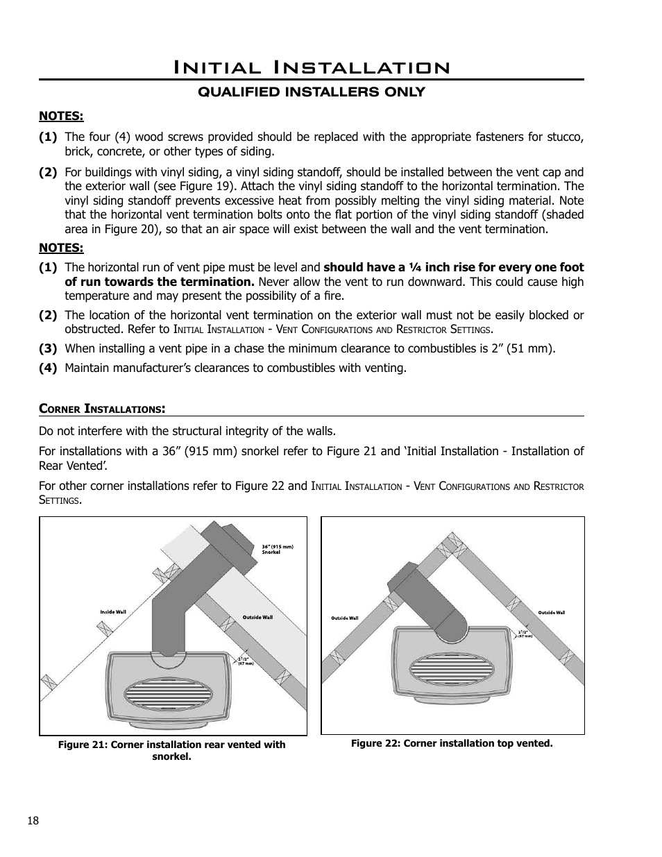 Corner installations, Initial installation | Enviro Westport C-10794 User Manual | Page 18 / 45