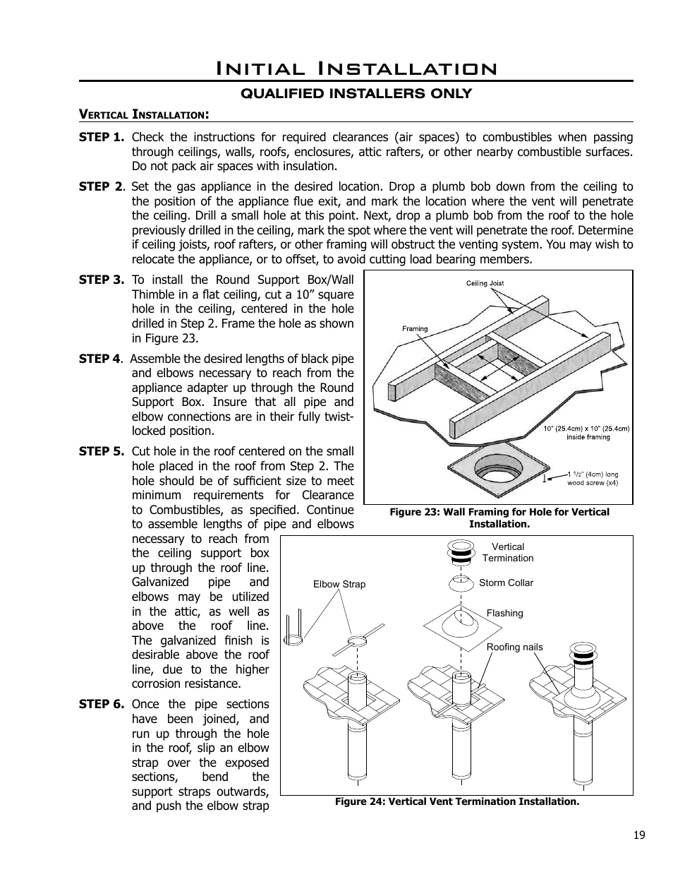 Vertical installation, Initial installation | Enviro Westport C-10794 User Manual | Page 19 / 45