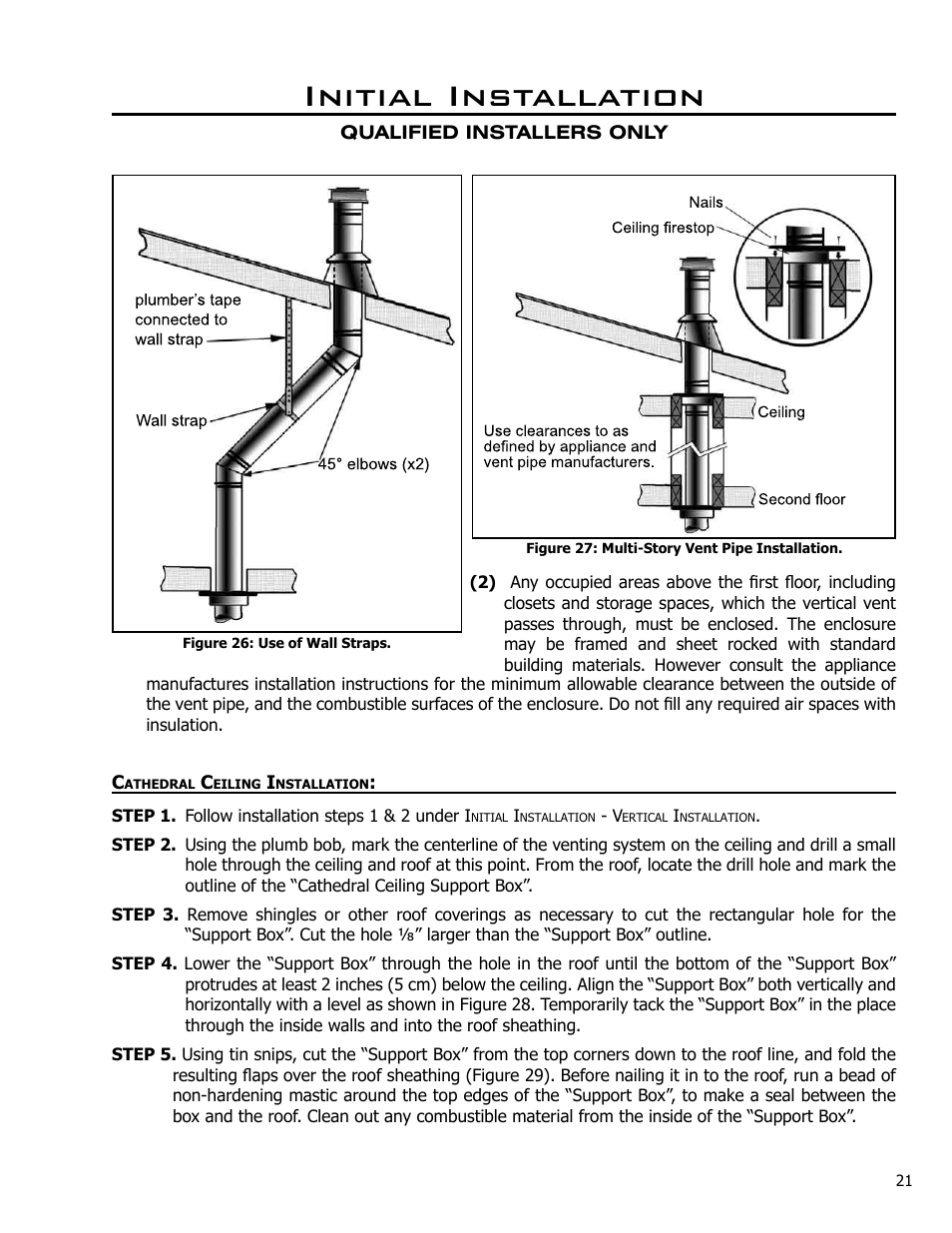 Cathedral ceiling installation, Initial installation | Enviro Westport C-10794 User Manual | Page 21 / 45