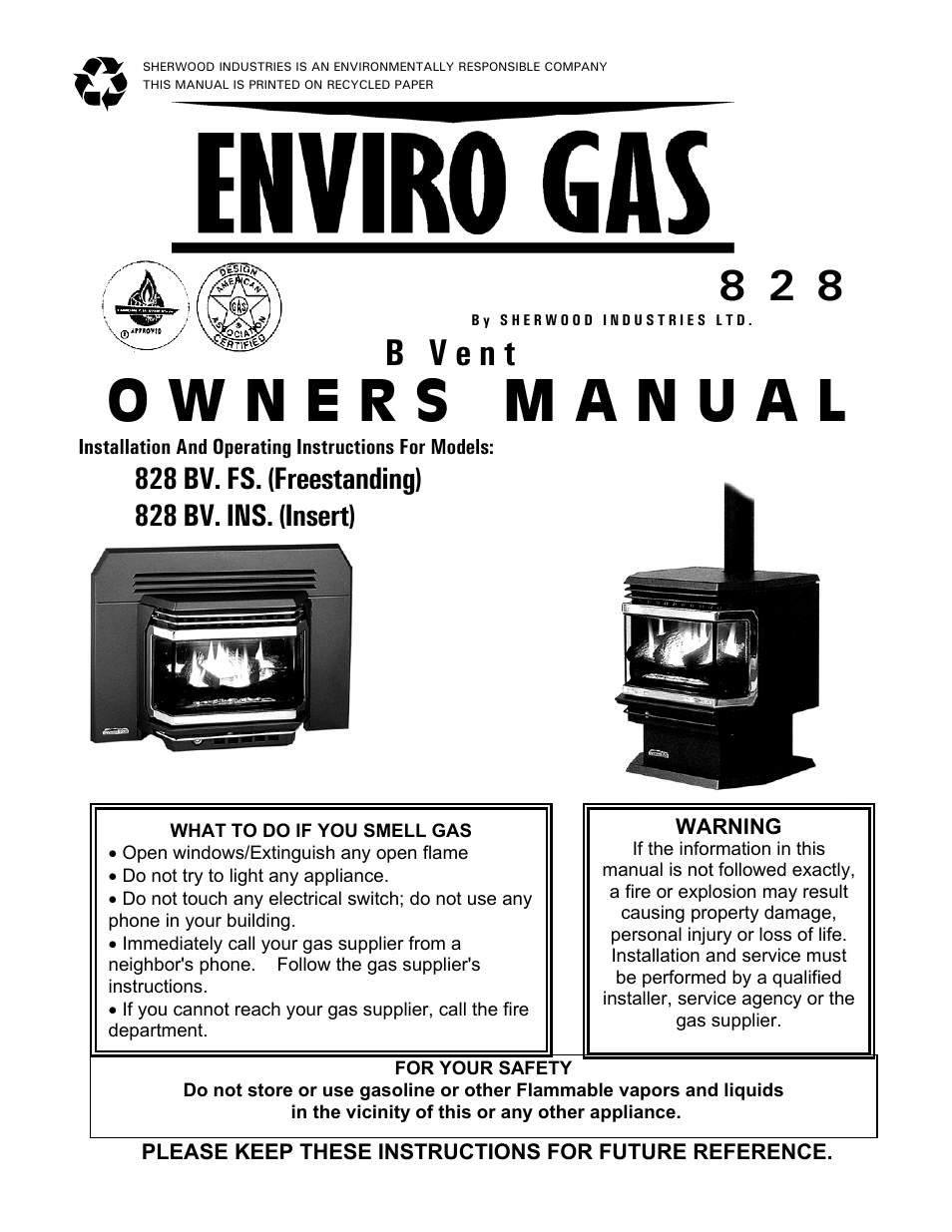 Enviro GAS 828 BV. INS. User Manual | 20 pages