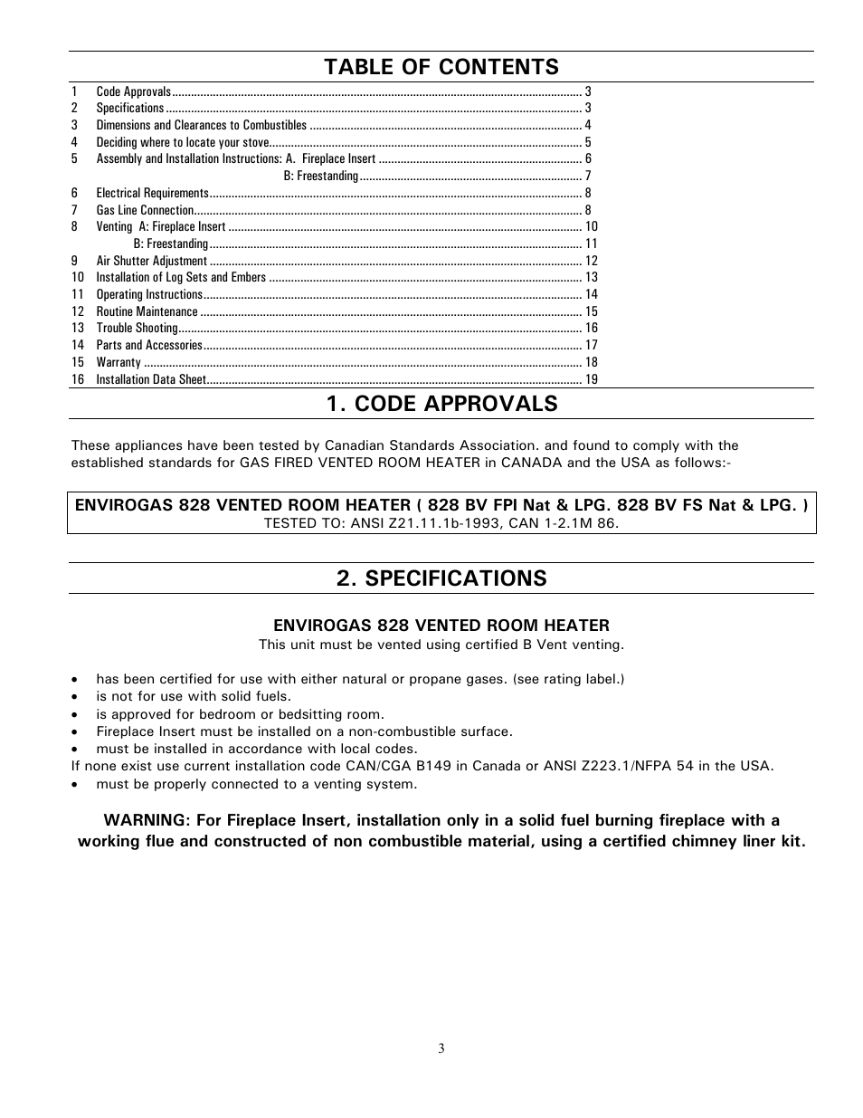 Enviro GAS 828 BV. INS. User Manual | Page 3 / 20