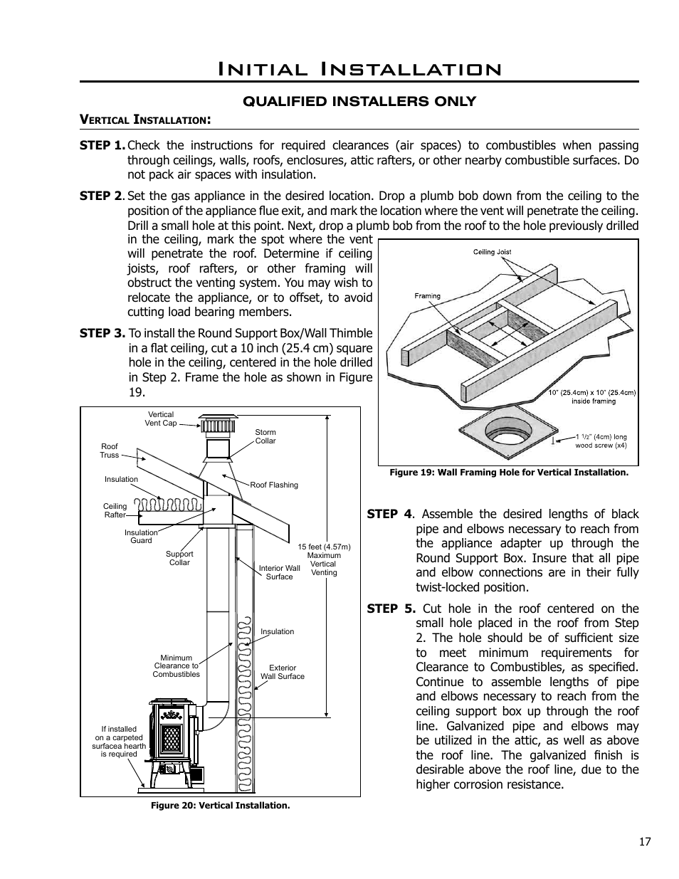 Vertical installation, Initial installation, Qualified installers only v | Enviro Ascot 50-029 User Manual | Page 17 / 33