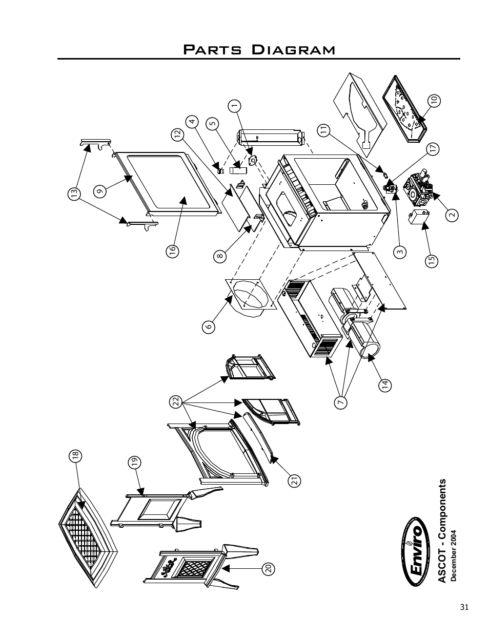Parts diagram | Enviro Ascot 50-029 User Manual | Page 31 / 33