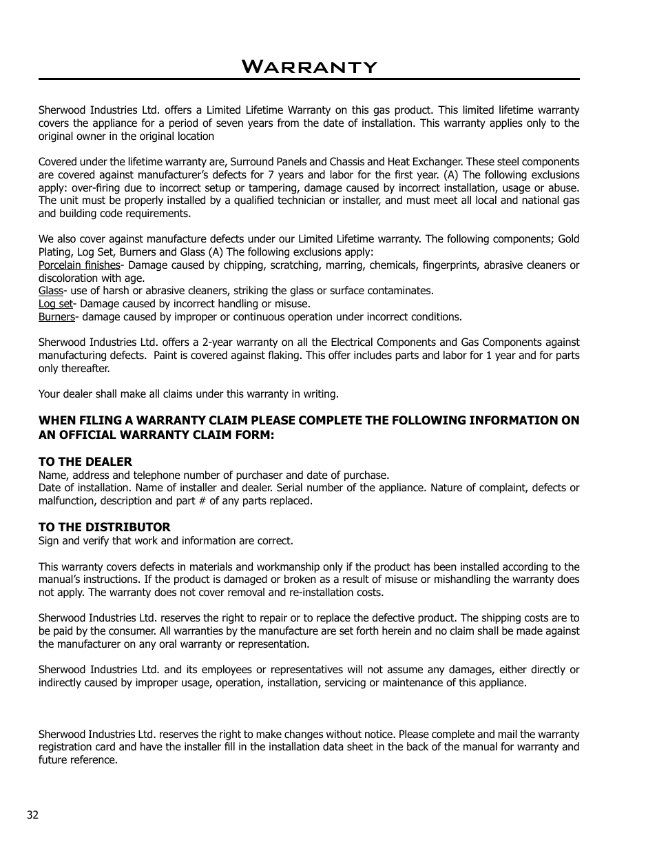 Warranty | Enviro Ascot 50-029 User Manual | Page 32 / 33
