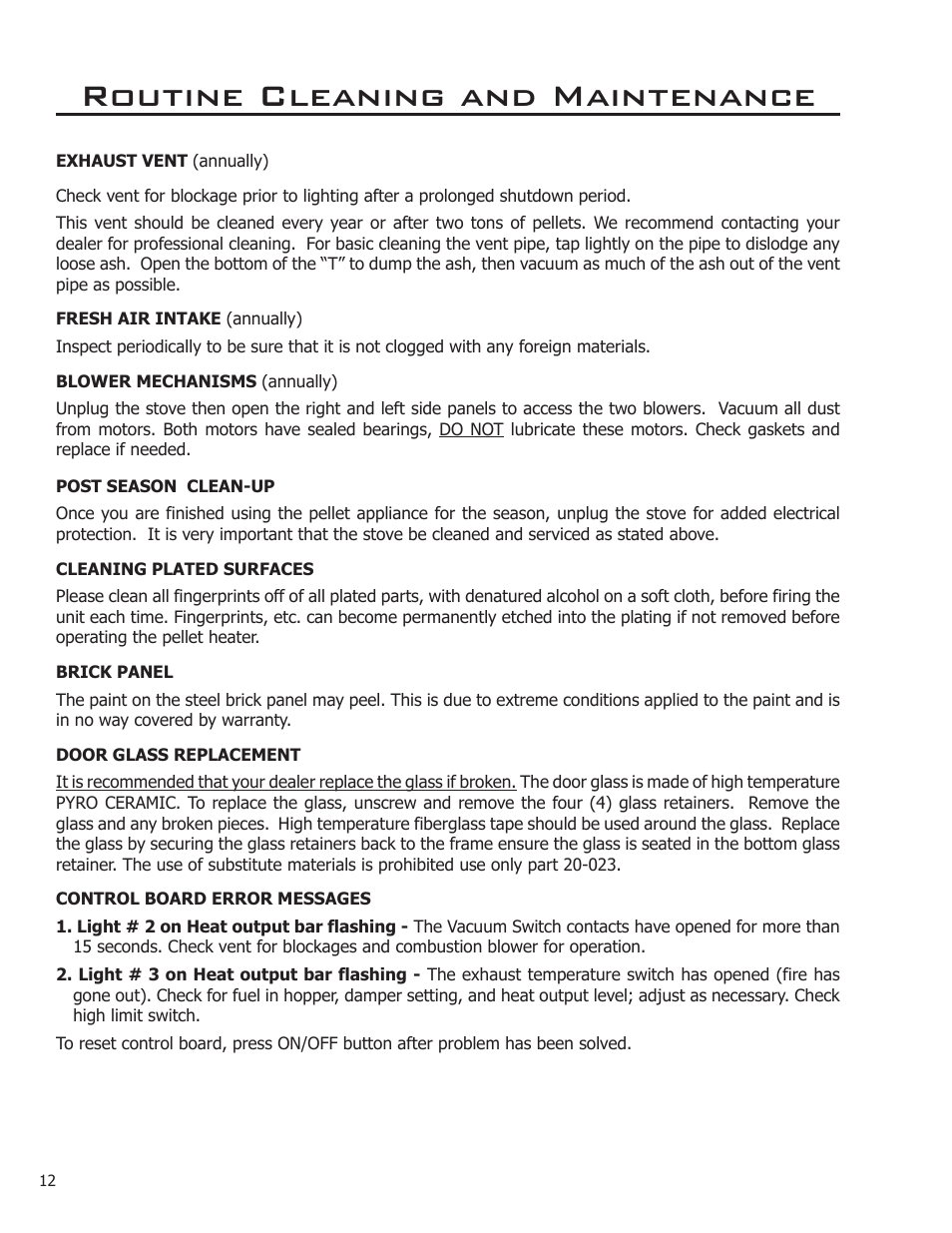 Routine cleaning and maintenance | Enviro 50-1573 User Manual | Page 12 / 13