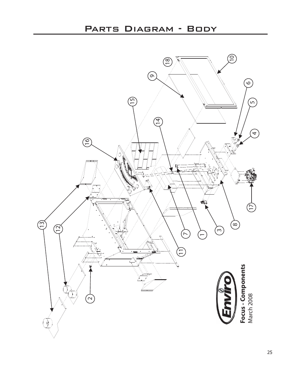 Parts diagram - body | Enviro FOCUS EG31-118 User Manual | Page 25 / 34